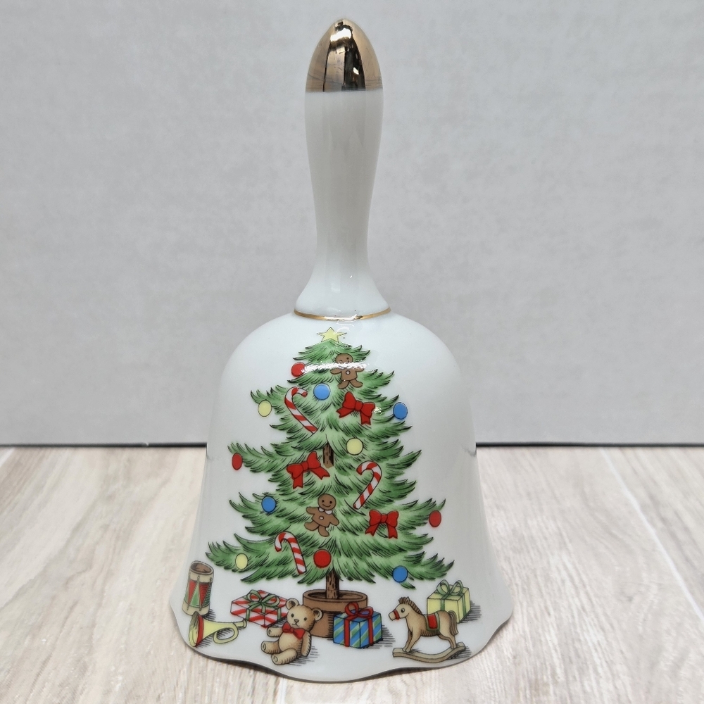 Vintage Holiday Hostess Bell Christmas Tree Holly Made in Japan